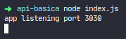 terminal ejecutando la API sencilla terminal ejecutando la API sencilla